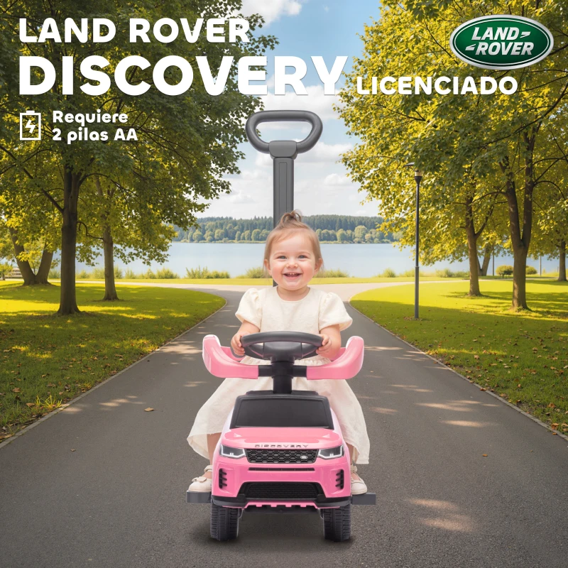 AIYAPLAY Correpasillos 2 en 1 para Niños de 18-36 Meses LAND ROVER DISCOVERY con Almacenaje Mango y Barandilla Extraíbles Rosa