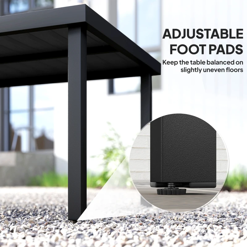 Outsunny Tuinmeubelset - Buitentafel - Loungetafel voor buiten - Weerbestendig - 190 x 90 x 74 cm - Zwart