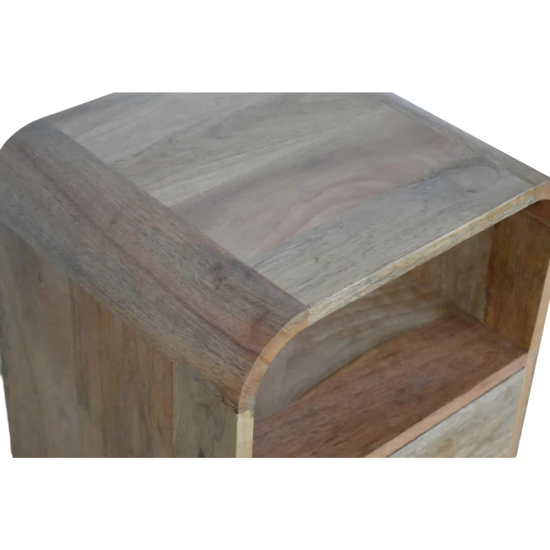 100% Solid Wood London Bedside Table with Drawer and 2 Open Slots, Bedside Cabinet with Stain-Finished, 35L x 40W x 55H cm, Brown