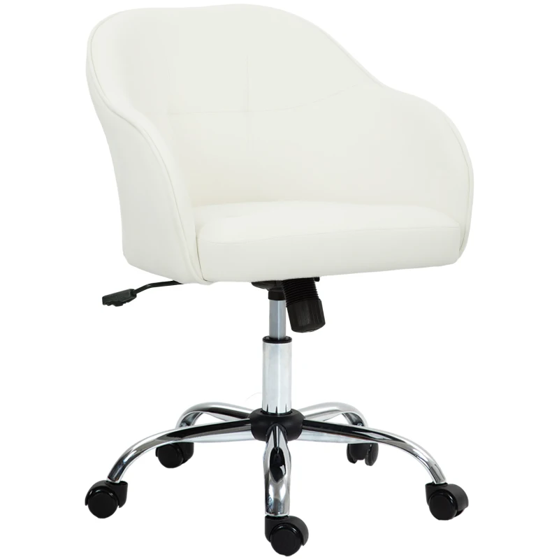 HOMCOM 46-56 cm Velvet-feel Office Chair - Cream