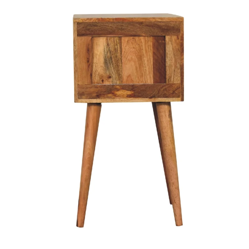 Solid Mango Wood Mini Bedside Table with 2 Smooth-Gliding Drawers, Hand-finished Desk with Grain Pattern, 30L x 30W x 57H cm, Brown