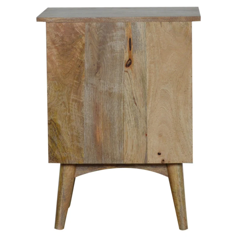 Solid Wood Nordic Bedside Table with 2 Smooth-Glide Drawers and Circular Design, Bedside Cabinet with Unique Grain, 38L x 45W x 60H cm, Brown