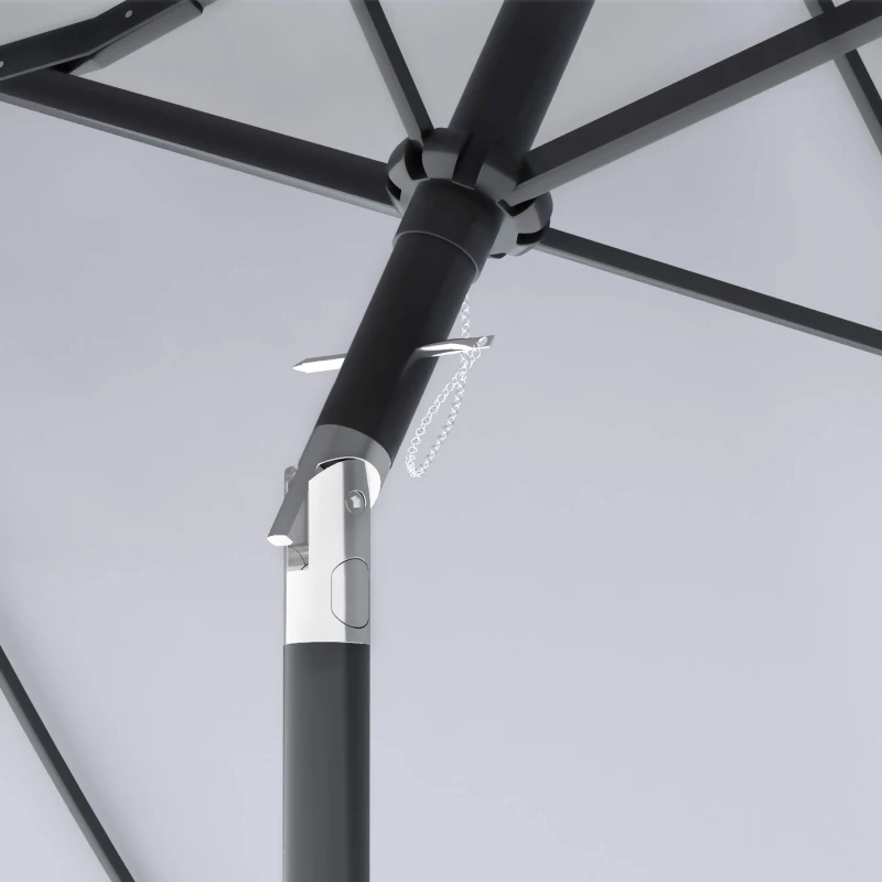 Outsunny Ombrellone da Giardino Doppio Inclinabile con Apertura a Manovella, 295x152x222cm, Bianco