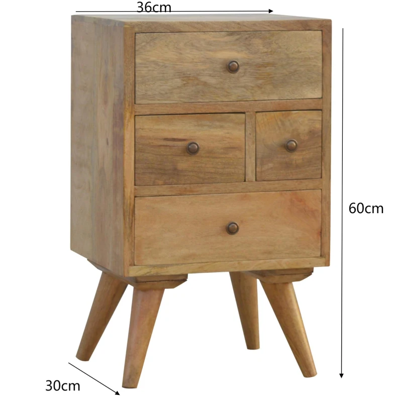 Solid Wood Wall-Mounted Rounded Bedside Table with Drawer, Nordic-Inspired Minimalist Design, Desk for Bedroom, 30L x 36W x 60H cm, Brown