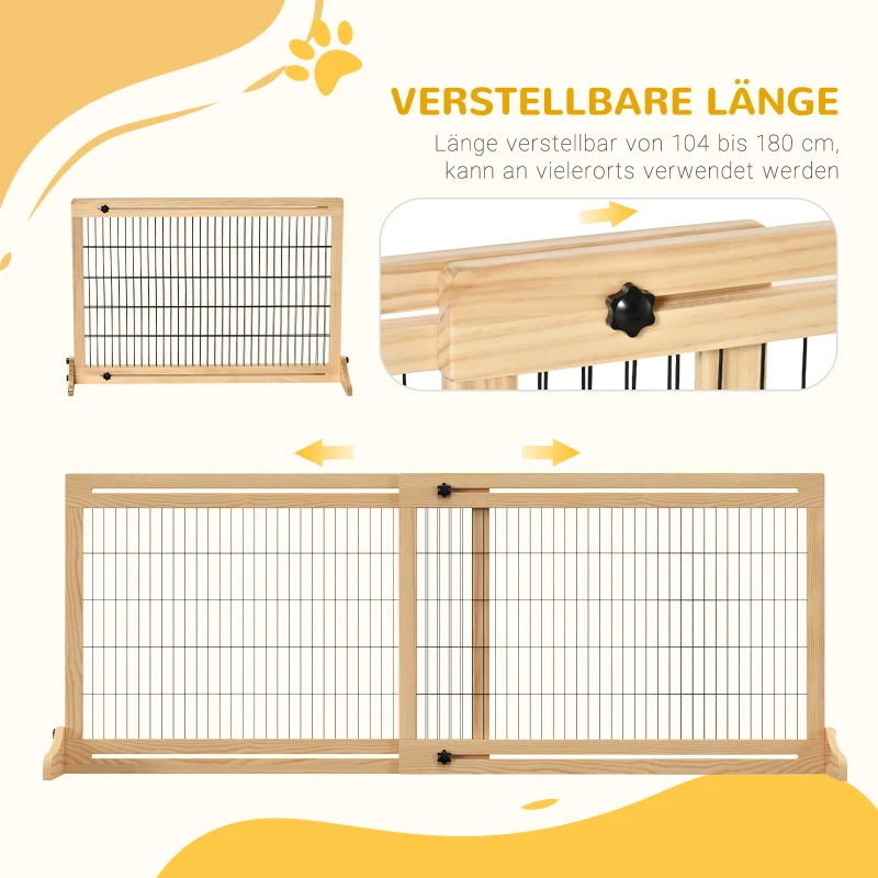 PawHut Hondenhek, traphekje, 180 cm hoog, in hoogte verstelbaar, natuur + zwart(m-4)