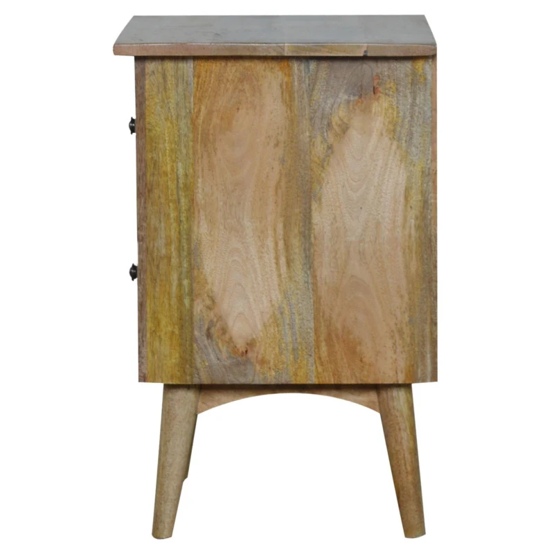 Solid Wood Nordic Bedside Table with 2 Smooth-Glide Drawers and Circular Design, Bedside Cabinet with Unique Grain, 38L x 45W x 60H cm, Brown