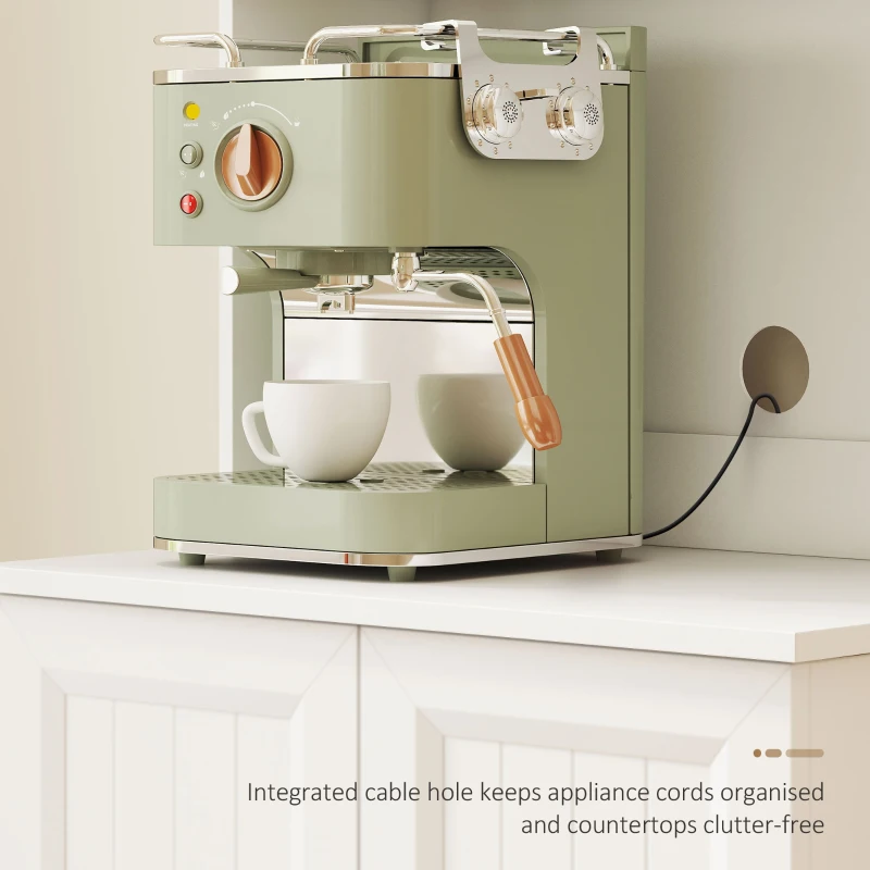 HOMCOM Szafka kuchenna, regulowana półka, blat, drzwi akrylowe, otwór na kable, do salonu, kuchni, jadalni, MDF, Biały