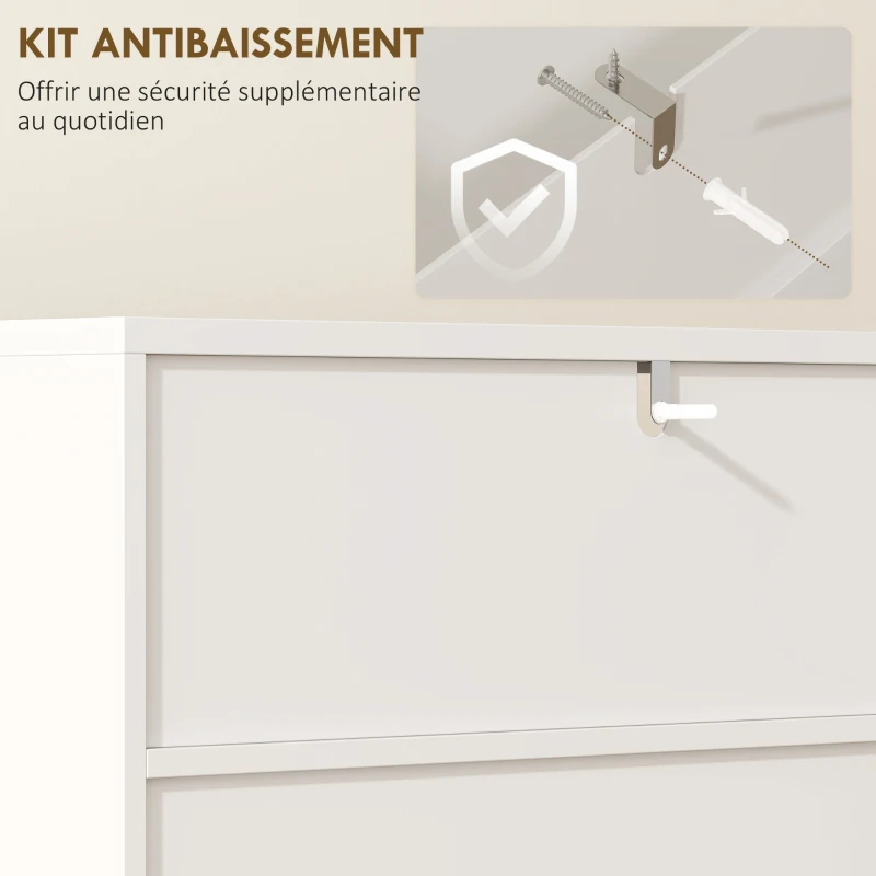 HOMCOM Meuble salle de bain, armoire salle de bain étroit 5 niveaux, portes cannelées à fermeture douce 60 x 31,8 x 93 cm blanc