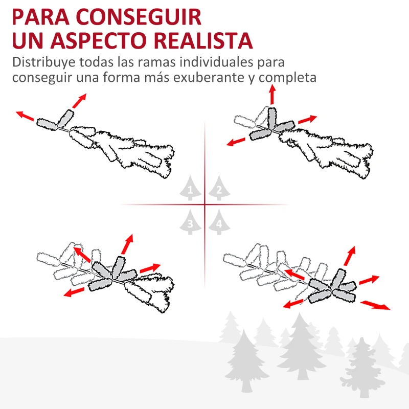 HOMCOM Árbol de Navidad Artificial Estrecho 210 cm con 499 Ramas y Base Desmontable Fácil de Montar Blanco