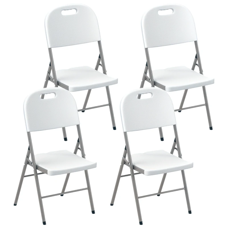 Outsunny Set of Four Foldable Outdoor Chairs - White