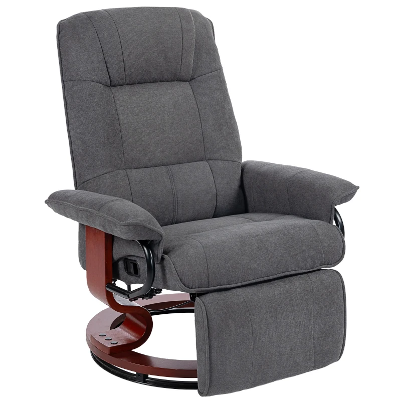 HOMCOM Reclining Swivel Chair, with Footrest - Grey