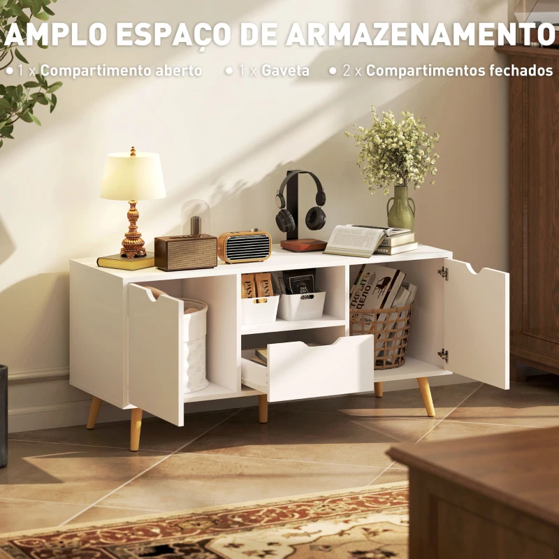 HOMCOM Móvel de TV com Gaveta para Televisores de até 50 Polegadas Aparador de Sala de Estar 110x40x50 cm Branco