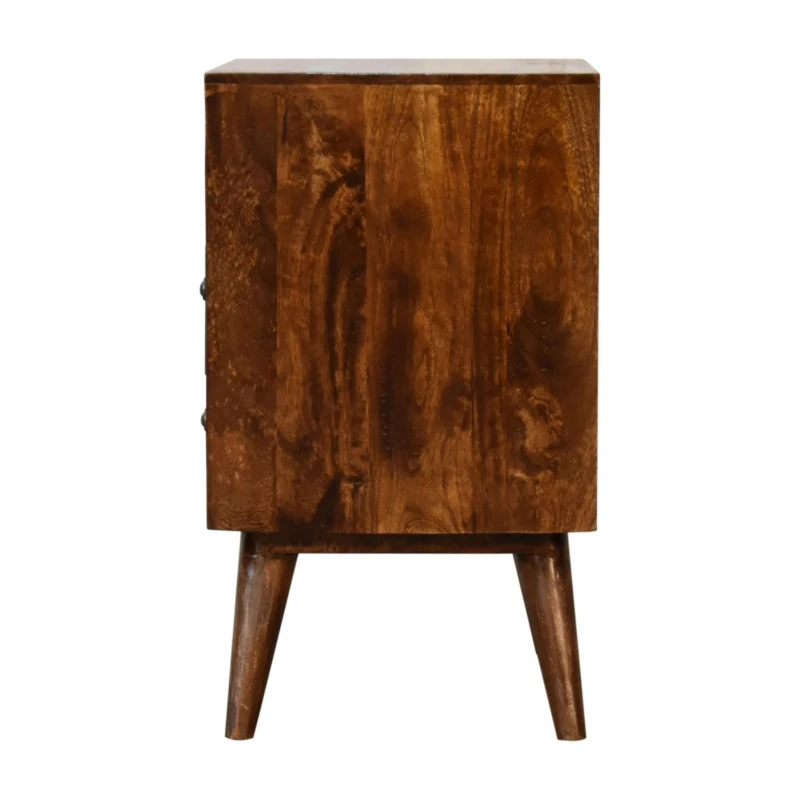 Solid Mango Wood Bedside Cabinet with 2 Smooth‑gliding Drawers, Classic Nightstand with Open Shelf, 35L x 45W x 60H cm, Brown