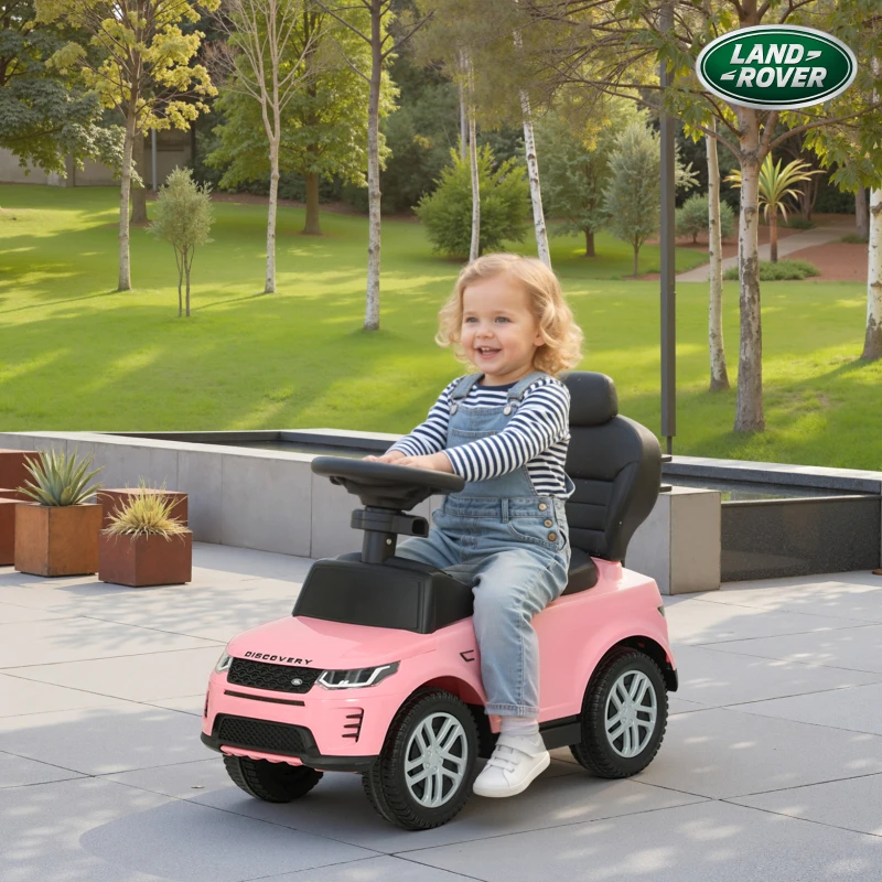 AIYAPLAY Land Rover Discovery Licensed Baby Push Car, 2-in-1 Ride on Car with Push Handle and Safety Guardrail, Pink
