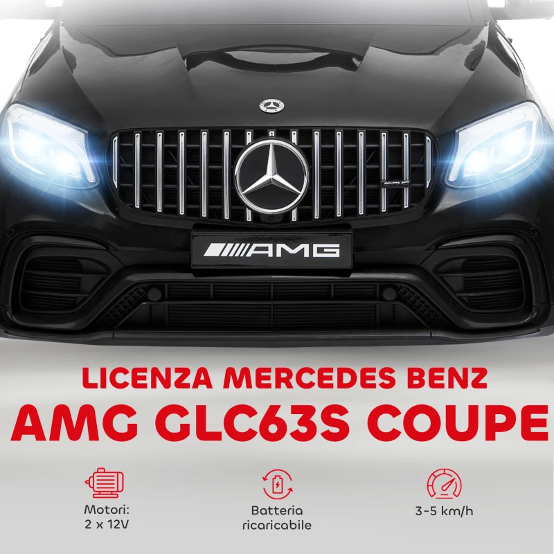 HOMCOM Macchina Elettrica per Bambini 3-5 Anni Mercedes con Cintura di Sicurezza e Telecomando, Nero