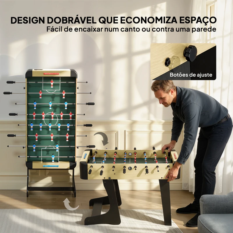 SPORTNOW Matraquilho Dobrável para Crianças com 2 Marcadores 8 Pegas 22 Jogadores 8 Barras e 2 Bolas 118x107,5x78 cm Maderia