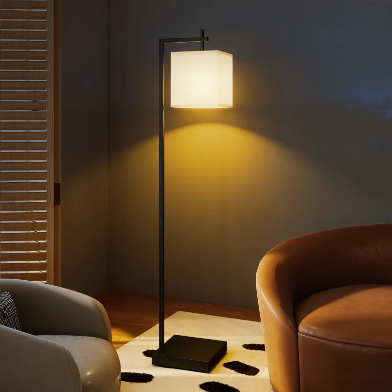 HOMCOM Lampă de podea 10 niveluri luminozitate și temperatură reglabilă cu telecomandă, negru