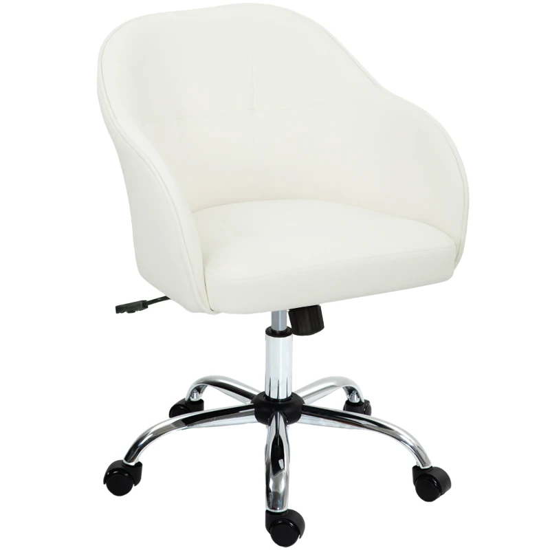 HOMCOM 46-56 cm Velvet-feel Office Chair - Cream