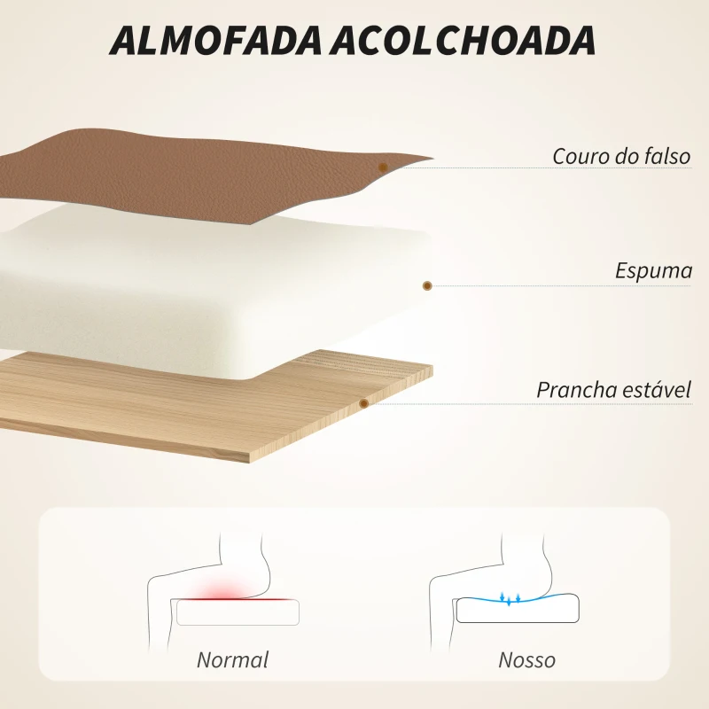 HOMCOM Cadeira de Escritório com Apoio para os Pés Encosto Reclinável e Revestida em Couro Sintético  66x72x113-121 cm Marrom