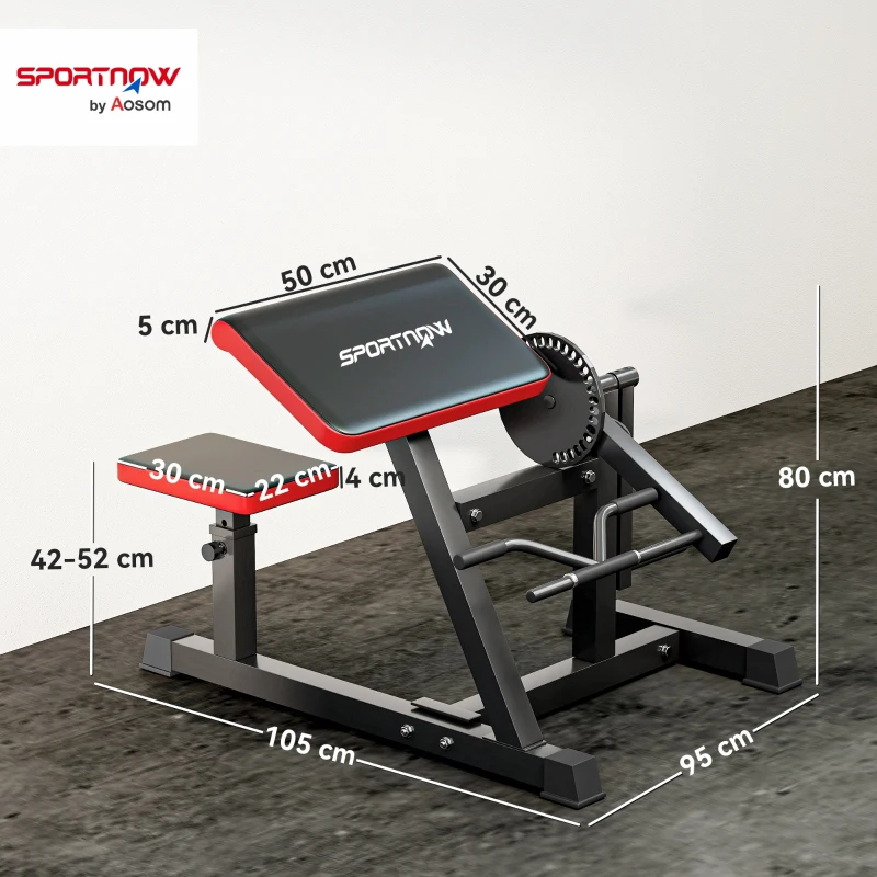 SPORTNOW Panca per Curl Bicipiti con Seduta e Appoggio per Gomiti Regolabili, Supporto per Pesi, Nero