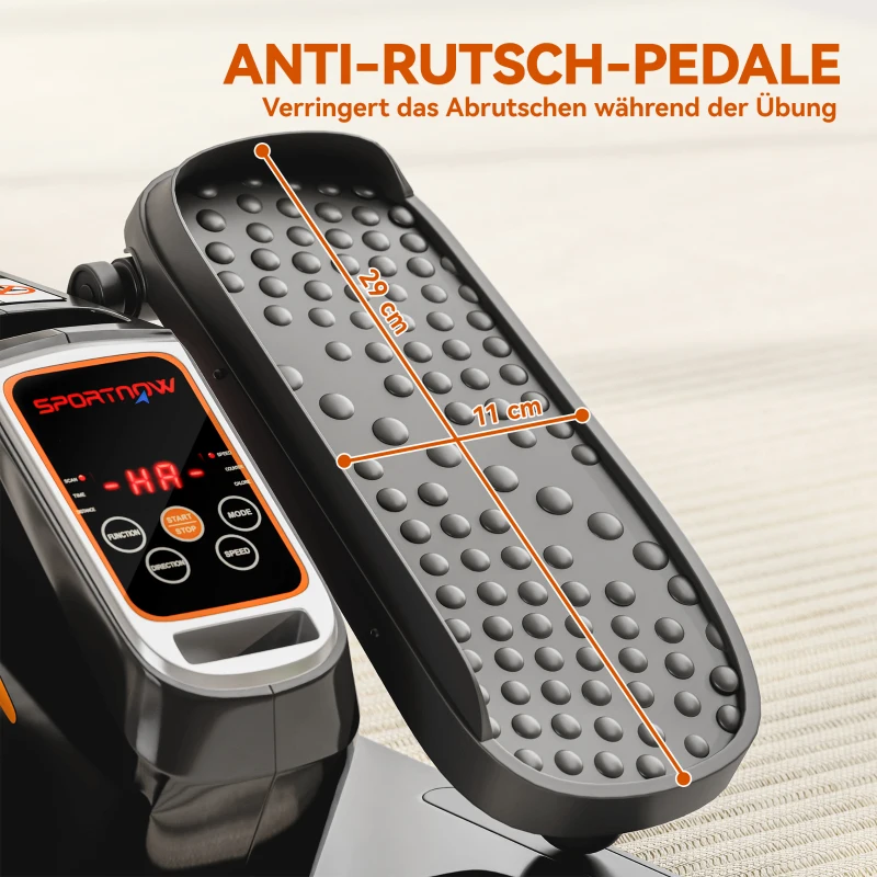 SPORTNOW Elektrischer Ellipsentrainer, Pedalgerät mit 12 anpassbaren Geschwindigkeiten, tragbar, leicht, Fernbedienung, LED-Monitor, Stahl, Kunststoff, Schwarz