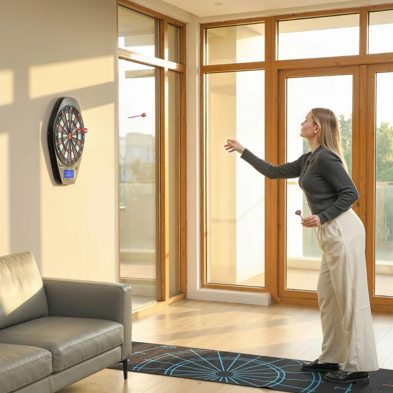 SPORTNOW Elektronische Dartscheibe Beleuchtetes elektronisches Dartspiel übergroßes wiederaufladbares LED-Display schwarz
