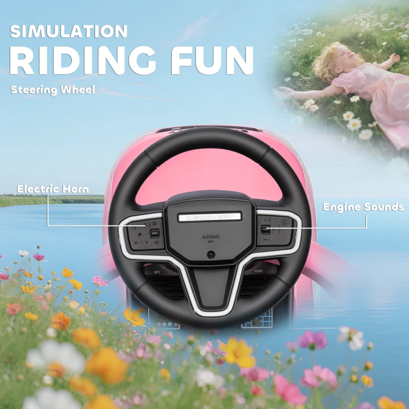 AIYAPLAY Land Rover Discovery Licensed Baby Push Car, 2-in-1 Ride on Car with Push Handle and Safety Guardrail, Pink