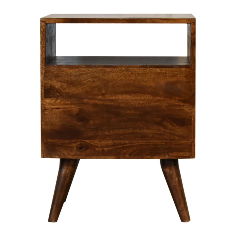 Solid Mango Wood Bedside Cabinet with 2 Smooth‑gliding Drawers, Classic Nightstand with Open Shelf, 35L x 45W x 60H cm, Brown