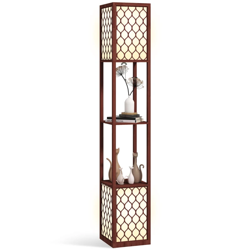 HOMCOM Duo Light Floor Shelves - Brown