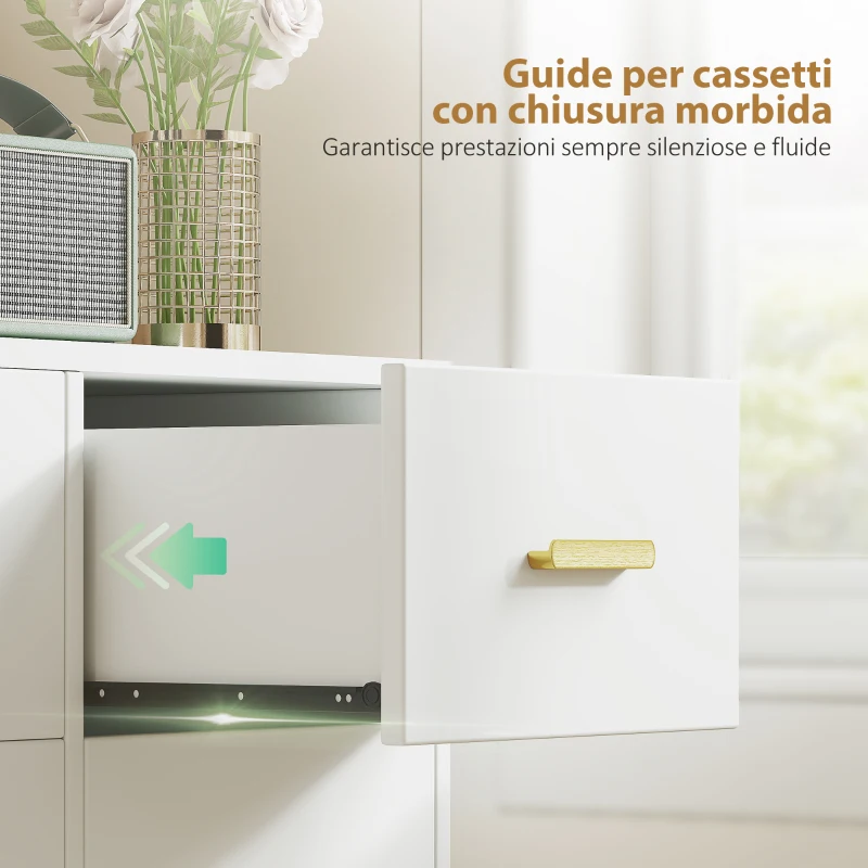 HOMCOM Toeletta da Camera con Specchio e Luci LED Regolabili, 6 Cassetti, 2 Ripiani e Prese Elettriche, Bianco