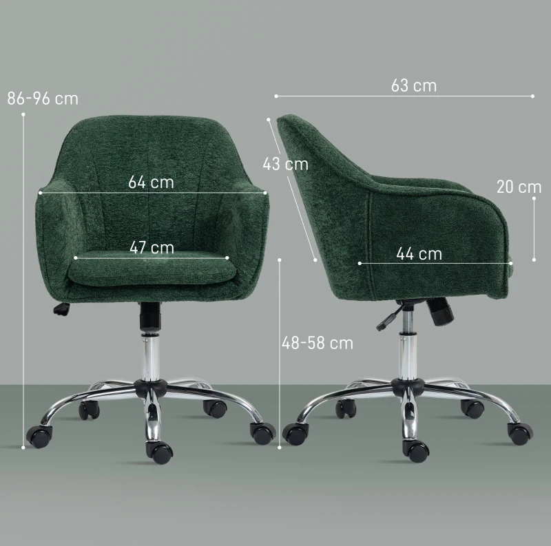 HOMCOM Velvet-Feel Office Chair - Dark Green
