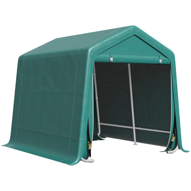 Outsunny Garage Moto per Esterno 2.4x2 m, Tenda Garage per Attrezzi in Metallo e Tessuto PE, per Moto e Biciclette, Verde