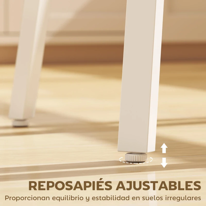 HOMCOM Mesa Alta Cocina Cuadrada con Estante para 2 Personas Patas de Metal 55x55x95 cm Madera Natural y Blanco