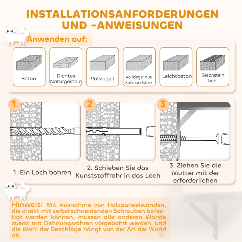 PawHut Wandmontiertes Kratzbaum-Set, Sisalkratzflächen, 4 Teile, für 1-3 Katzen, Beige