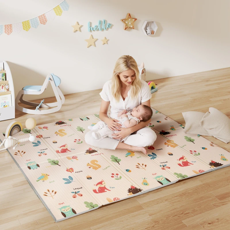 AIYAPLAY Foldable Baby Play Mat Double-Sided, Reversible Foam Soft Crawling Mat for Toddlers, for Bedroom, Nursery and Playroom