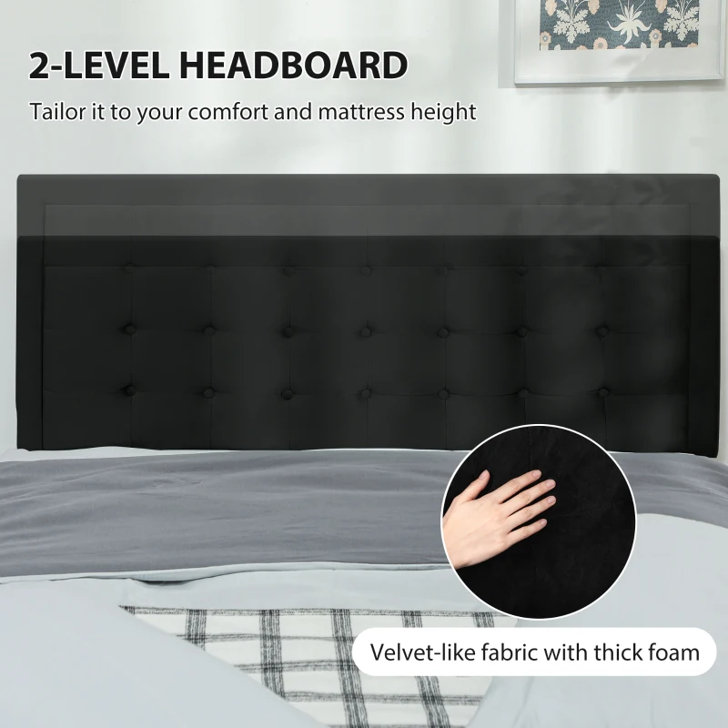 HOMCOM Double Ottoman Bed Frame, with Front Drawer - Black