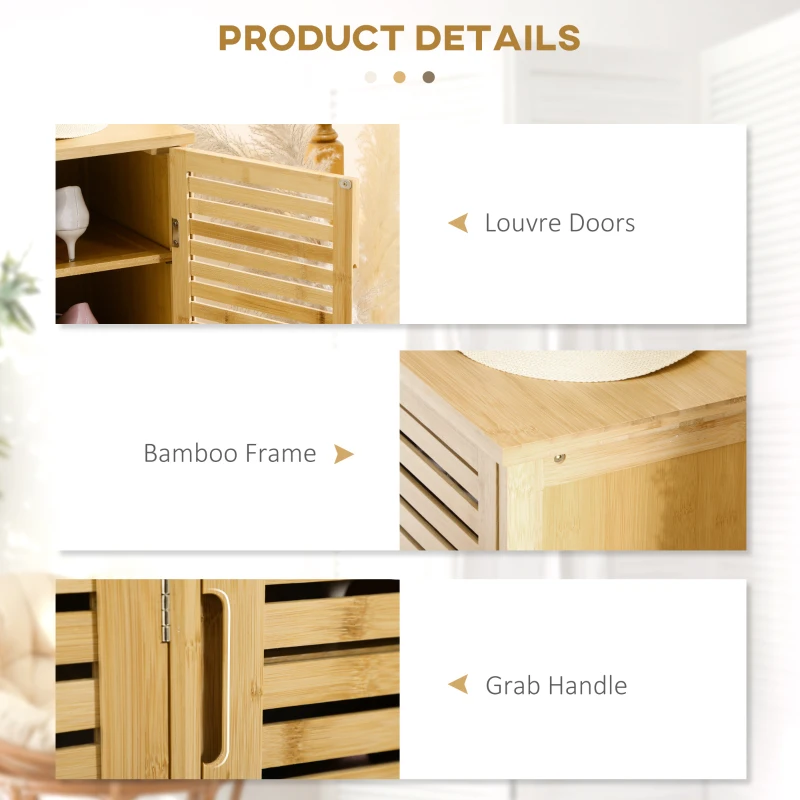 HOMCOM Rustic Shoe Cabinet, 3 Door Shoe Storage Cabinet with 8 Shelves, Natural Wood Finish