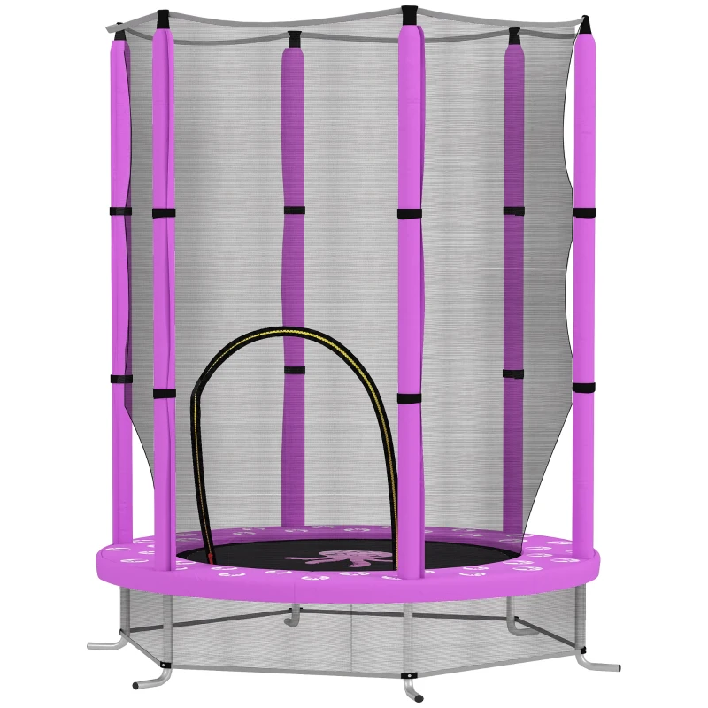 AIYAPLAY 4.6ft Toddler Trampoline w/ Safety Enclosure Net, for Indoor Outdoor Use, Ages 3-6 Years, Purple