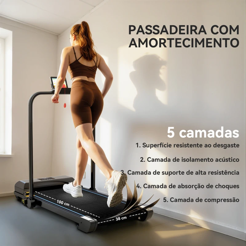 HOMCOM Passadeira Dobrável 2 em 1 Elétrica com 2,5HP 10 km/h Ecrã LED e Controlo Remoto 130x59x96 cm Preto e Azul