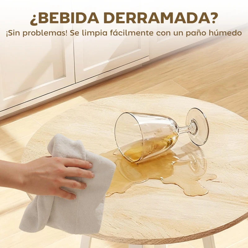 HOMCOM Mesa Alta Cocina Redonda con Estante de Almacenamiento Moderna para 2 Personas 55x55x95 cm Madera Natural y Blanco