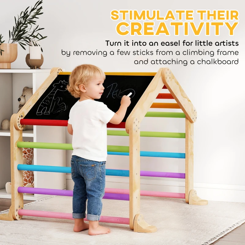 AIYAPLAY 9 in 1 Toddler Climbing Frame with Ramp, Slide, Arch, Ladder, Blackboard for 18-48 Months