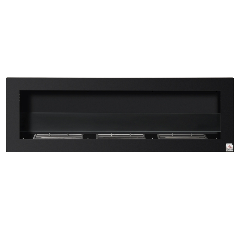 HOMCOM Lareira de Bioetanol de Parede com Depósito de 1 L Tempo de Combustão 3H para Interiores 20 m² 120x15x40 cm Preto