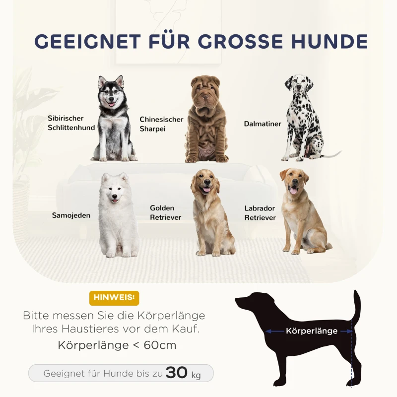 PawHut Hundesofa, Haustiersofa, Haustierbett, abnehmbares u. waschbares Polster, Natur+ Dunkelgrau