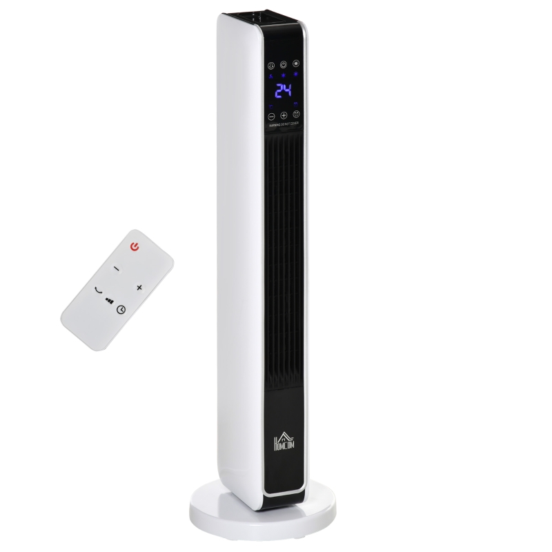 HOMCOM 1100W/2200W Space Heater with 65° Oscillation, Electric Heater with 2 Heat and Fan, 8-Hour Timer, Overheat & Tip Over Protection for Bedroom, 29 inch