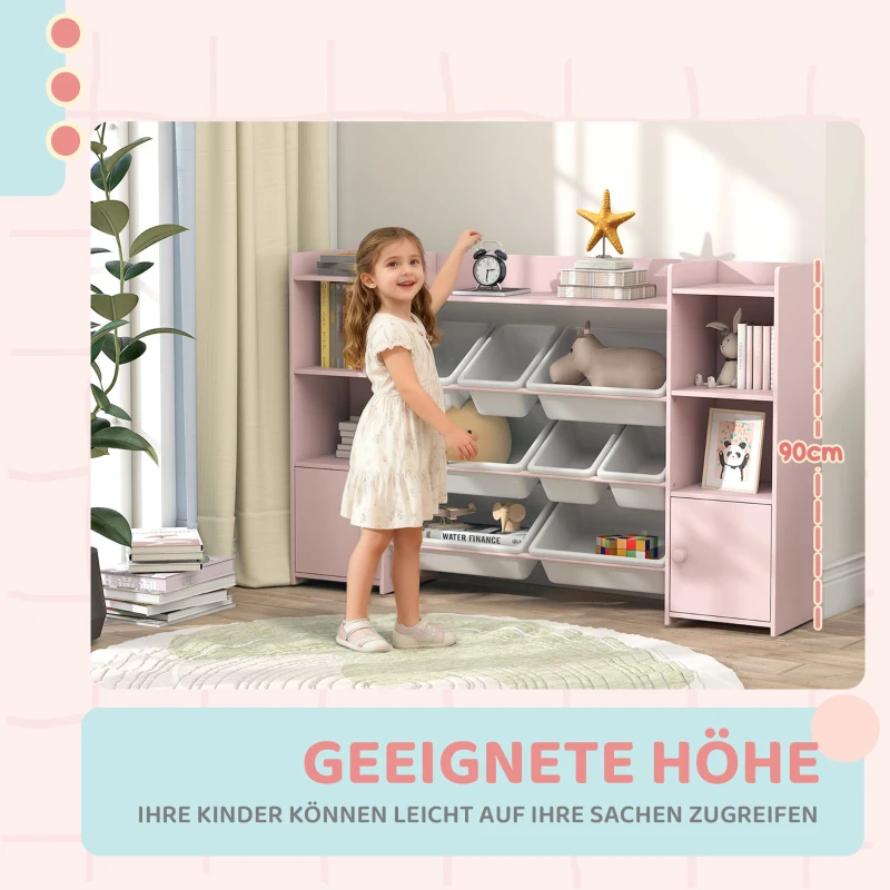 AIYAPLAY Kinder-Aufbewahrungsregal, Regal für Spielzeug und Bücher, zum übersichtlichen Aufräumen, 8 herausnehmbare Boxen, Rosa