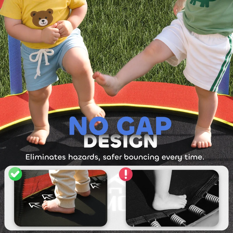 HOMCOM Kids Trampoline, with Safety Net, for Ages 3-10 Years