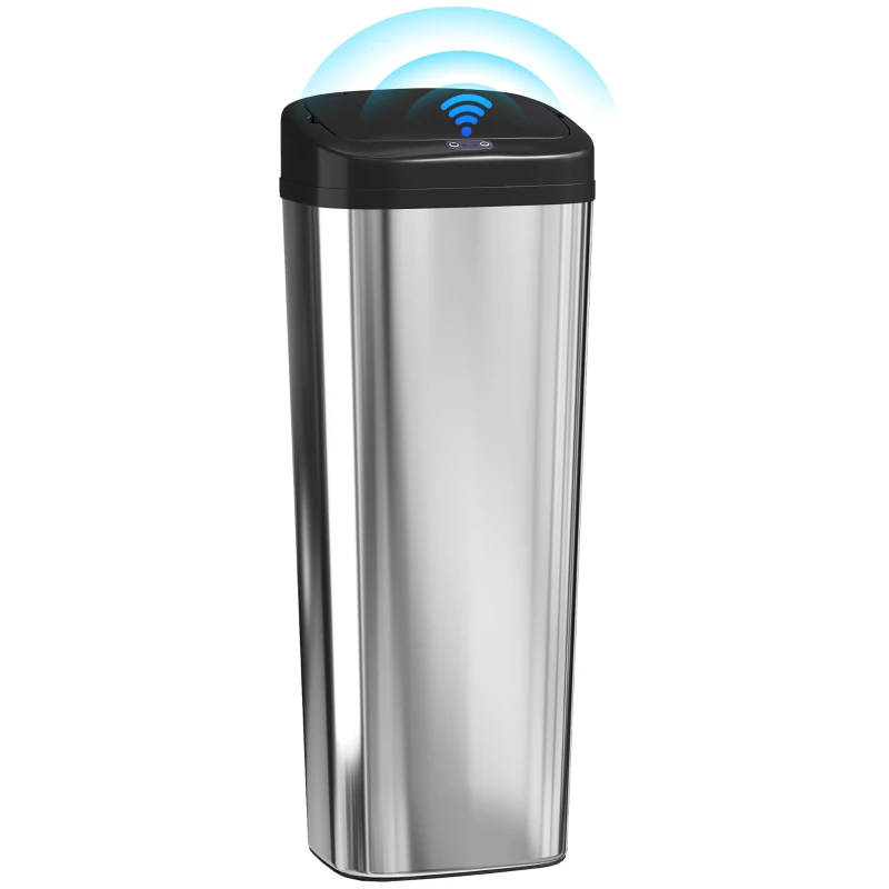HOMCOM 50L Stainless Steel Sensor Bin - Silver Tone