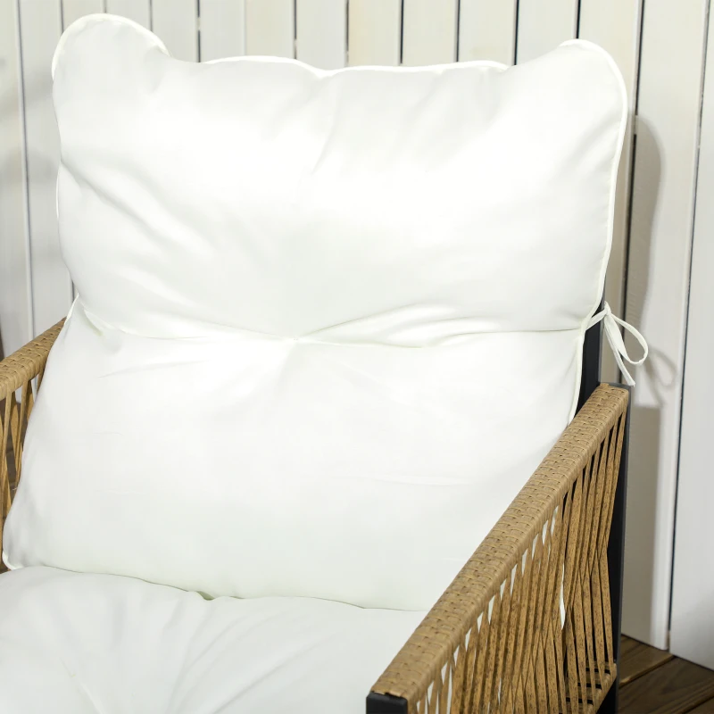 Outsunny Set da Giardino Esterno in Rattan Sintetico con 2 Poltrone 1 Divano 2 Posti 1 Tavolino e Cuscini Crema