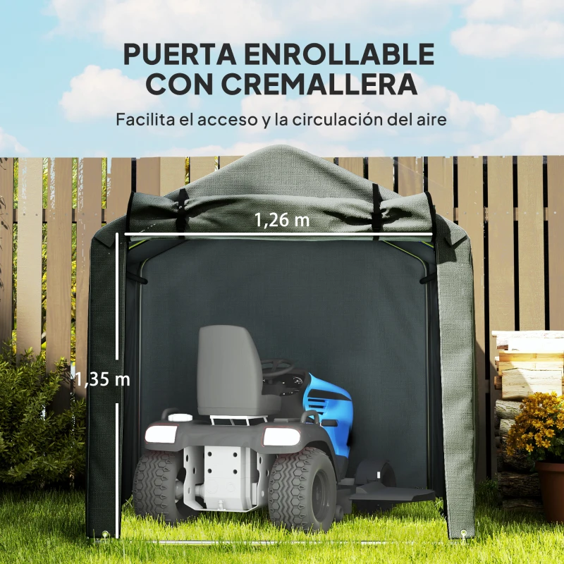 Outsunny Carpa de Jardín Exterior para Herramientas Bicicletas 2,2x1,57x1,65 m con Puerta con Cremallera Impermeable Gris Oscuro