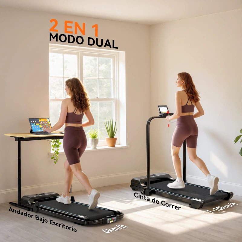 HOMCOM Cinta de Correr Cinta de Andar Plegable 2,5 HP con Pantalla LED Velocidad Ajustable Max. 10 km/h Control Remoto Negro